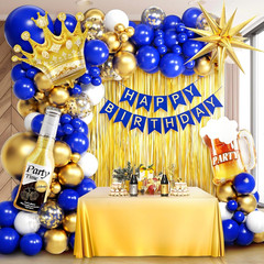 Royal Blue Gold Birthday Party Decorations with Happy Birthday Banner Foil Ballo