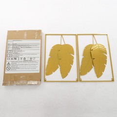 2PCS Wall Decorations Gold Iron Leaf Wall Hanging Home Decor w/Frame Wall Decor
