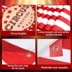 Preboun 3 Pcs Circus Tent Decorations Carnival Theme Party Red White