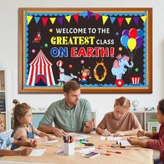 Circus Theme Bulletin Board Set Carnival Cutouts Animals Clown Paper Class Door