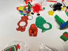christmas holiday stocking goodie bag stuffers balls wistles keychains