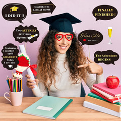 Graduation Photo Booth Props (50Count), Konsait Large Graduation Photo Props Cla