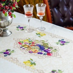 SUTAVIA Lemon Oval Tablecloth with Embroidery Lace Waterproof Table Cloth Elegan
