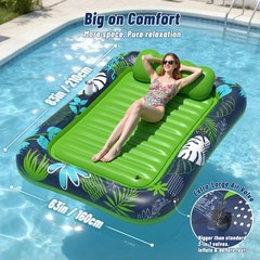 Inflatable Tanning Pool Lounger Float with Sprinkler, XXL Large Pool Floats A…