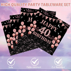 40 Pcs 40Th Birthday Decorations for Women Rose Gold Pink Birthday Supplies