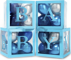 44-Piece Baby Shower Decorations for Boy or Girl – 4 Boxes with Letters and 32 B