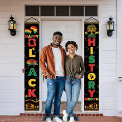Black History Month Decorations, 2Pcs Happy Black History Month Banner African A