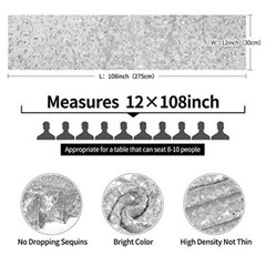 6 Packs 12 x 108 inches Silver Sequin Table Runner Glitter Silver Table Runne…