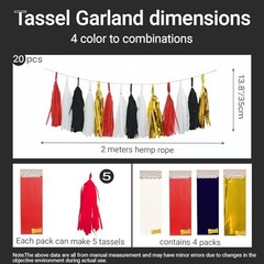 Paper Tassel, 20 Pack, Party Decorations for 20 Pcs Red Black White Gold