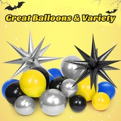 129pcs Blue and Yellow Balloon Arch Kit with Blue Gray Silver Black and Yello…