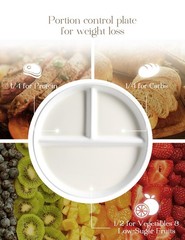 AISBUGUR Ceramic Portion Control Plate for Weight Loss,9-Inch normal, White