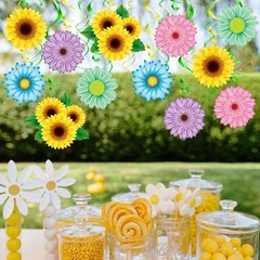 Spring Summer Hanging Decorations Set Sun Flowers Daisy Party Decor 30 PCS