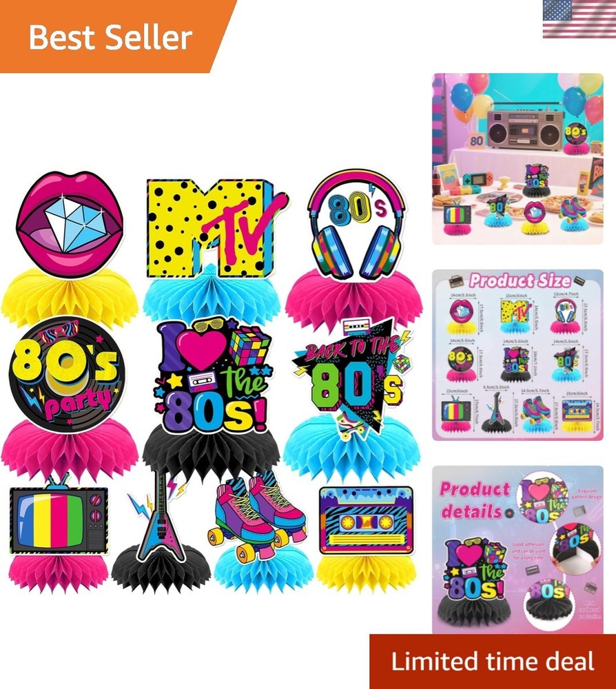 10 Pcs 80s Party Decorations, 1980s Table Honeycomb Centerpieces Back to the …