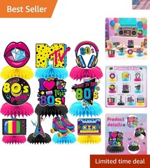 10 Pcs 80s Party Decorations, 1980s Table Honeycomb Centerpieces Back to the …