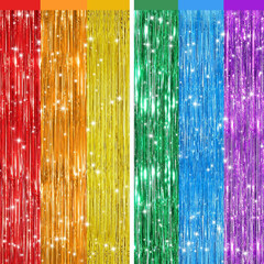 Rainbow Foil Fringe Curtains – 2 Pack Tinsel Backdrop for Parties & Events