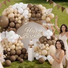 153Pcs Balloons Garland Arch Kit Different Sizes 18 10 5 inch Dark Light Brown