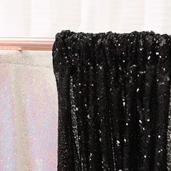 Black Sequin Backdrop Curtains, 2 Panels 2FTx8FT Glitter 2 pcs-2ftx8ft S-Black