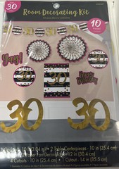 30th Birthday 10 Piece Room Decorating Kit – Party Supplies – Pink & Gold