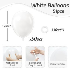 Awenztech White Balloons 12 Inch White Latex Balloons 50Pcs Party Balloon For