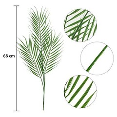 18 Branches 27 Inch Artificial [Palm] [Leave]S 6 PCS Large Faux / Fake Green