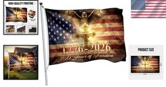 Heavy-Duty 3×5 Ft Double-Sided USA Flag for 250th Independence Day Celebrations