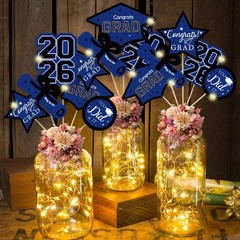 2026 Graduation Table Centerpieces 30Pcs Black Gold Party Decorations with Light