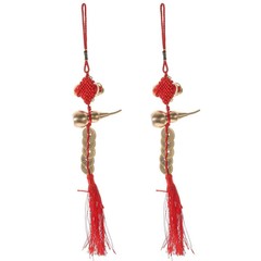 2PCS Gourd Brass Pendants Chinese Knot Ornaments Chinese Style Decoration