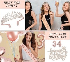 34th Birthday Decorations for Her Women, Rose Gold Party Supplies
