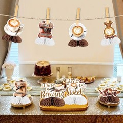 Coffee Bridal Shower Decorations 8 PCS Love Is Brewing Honeycomb