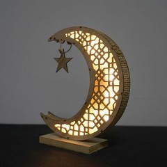 Ramadan Eid Mubarak Moon Castle LED Light Wooden Muslim Islamic Party Decoration