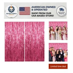 Stunning 2 Pack Pink Foil Fringe Backdrop – Enhance Any Celebration Effortlessly