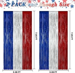 Patriotic 2 Pack 4th of July Tinsel Backdrops – Red, Silver & Blue Charm