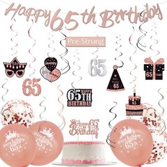 WOJOGO 65th Birthday Decorations for Women, Rose Gold 65th Birthday Decor Kit…