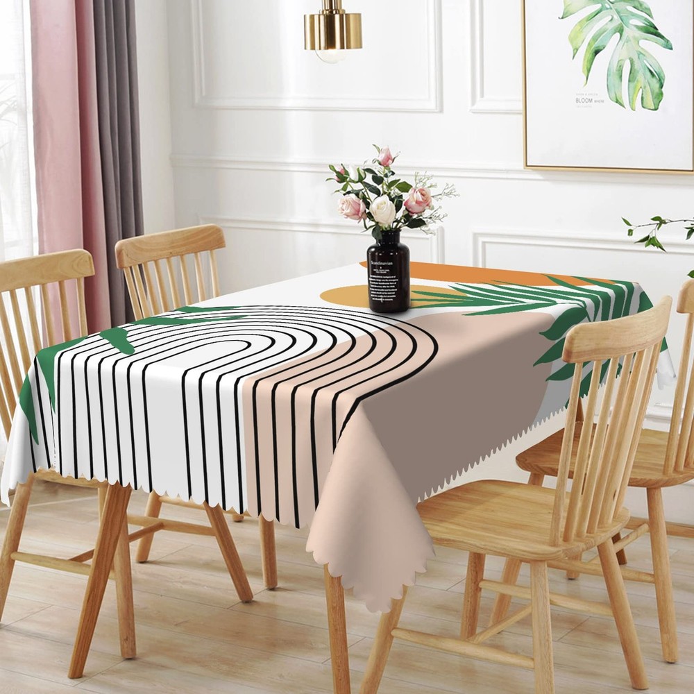 TTQYFNM 60×108″ Mid Century Modern Abstract Geometric Boho Tablecloth