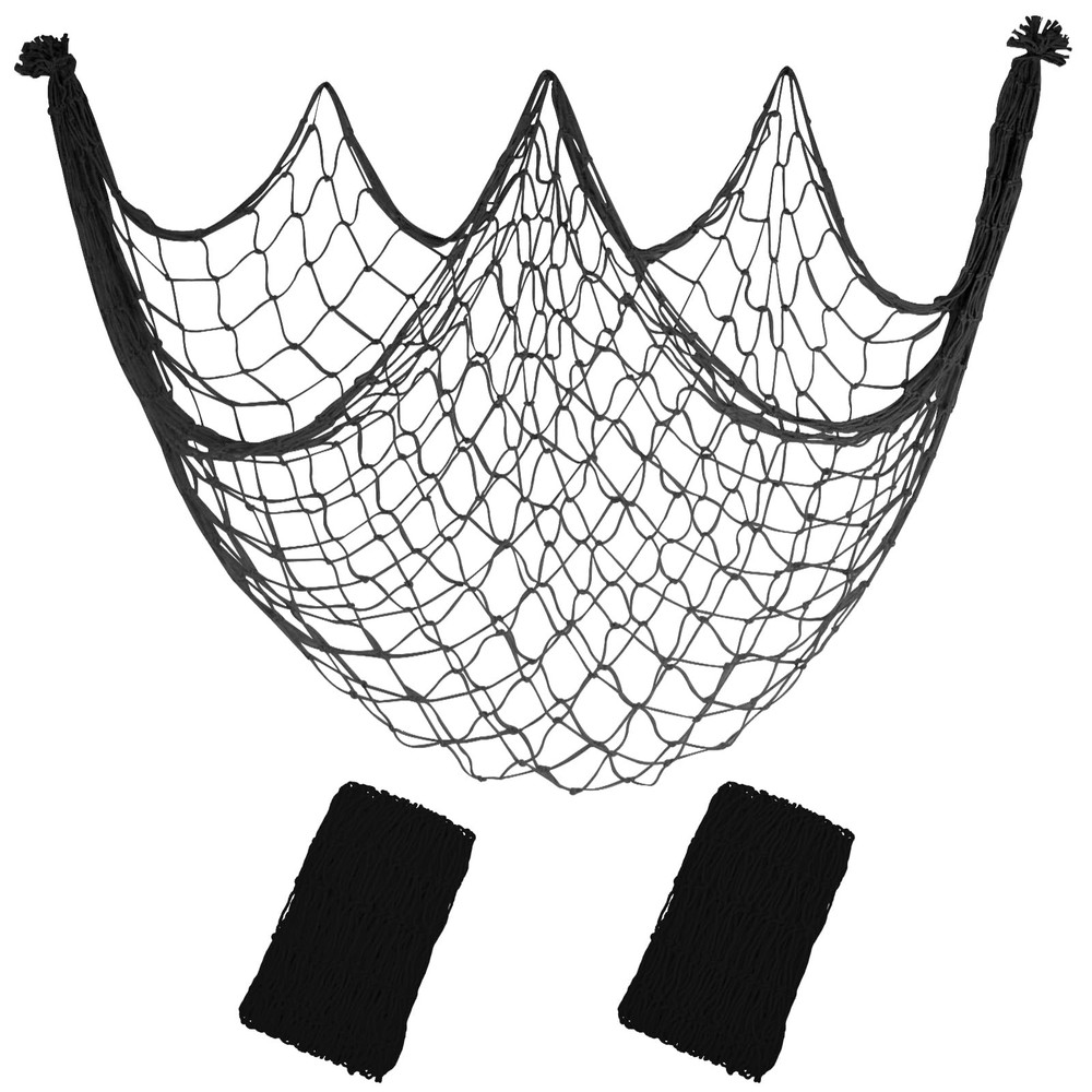 10×5 Feet X-Large Fish Net Decorations for Party – 2 Pack Black Fishing Net D…