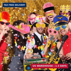 Bulk Opulent Photo Booth Props Set for Adult, Novelty Funny Hats and Glasses, Co