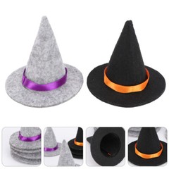 10pcs Mini Felt Witch Hats Handmade Wine Bottle Decor for DIY Hair Accessories