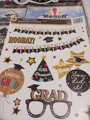 Graduation cap decorations, sign, napkins, garland, wishes, window cling. favors