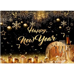 7X5ft 2026 Happy New Year Party Backdrop Fabric Sign Poster Banner with Pattern