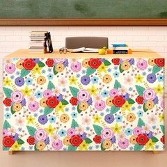 6FT Floral Table Skirt Teacher Desk Skirt Flowers Classroom Table Cover for B…