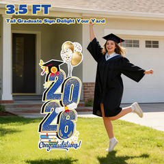 2026 Graduation Decorations Yard Sign, 3.5 FT Tall Class of 2026 Congrats Grad Y