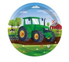Farm Tractor Party -Plates, Cups, Napkins, Stickers, Straws for 8