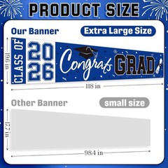 2026 Graduation Yard Sign, Large Congrats Grad Yard Banner Class Of 2026 (blue)