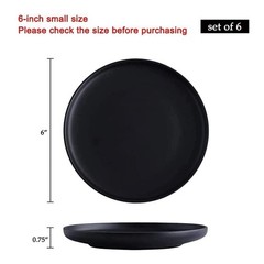 BonNoces 6 Inches Small Appetizer Plates Matte Porcelain, Small, Black