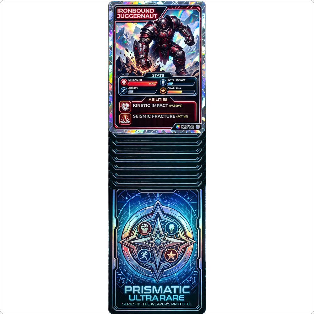 SP13663 Strength Maxed RPG Trading Card Stats Collectible Holographic Cardboard