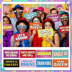 24 Designs Fun Photo Booth Props Fun Colorful Party Sign Decor Double Sided