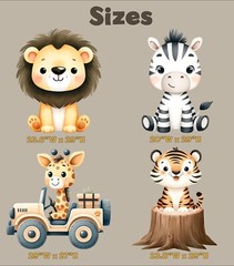 Safari Animals Props, Jungle Animals Cutout, Wild One,Two Wild Decor,Baby Shower