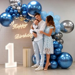 Metallic Blue and Silver Balloons, 60 Pcs, 12 Inch Baby Shower Wedding Decor