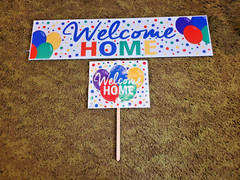 Beistle 12x 47 Corrugated Plastic Welcome Home Yard Sign with Metal Stakes