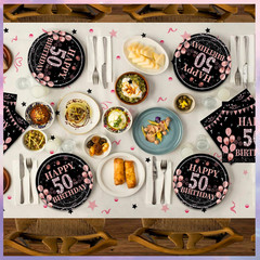 41Pcs 50Th Birthday Decorations for Women,Rose Gold Black 1976 Party Supplies Ki